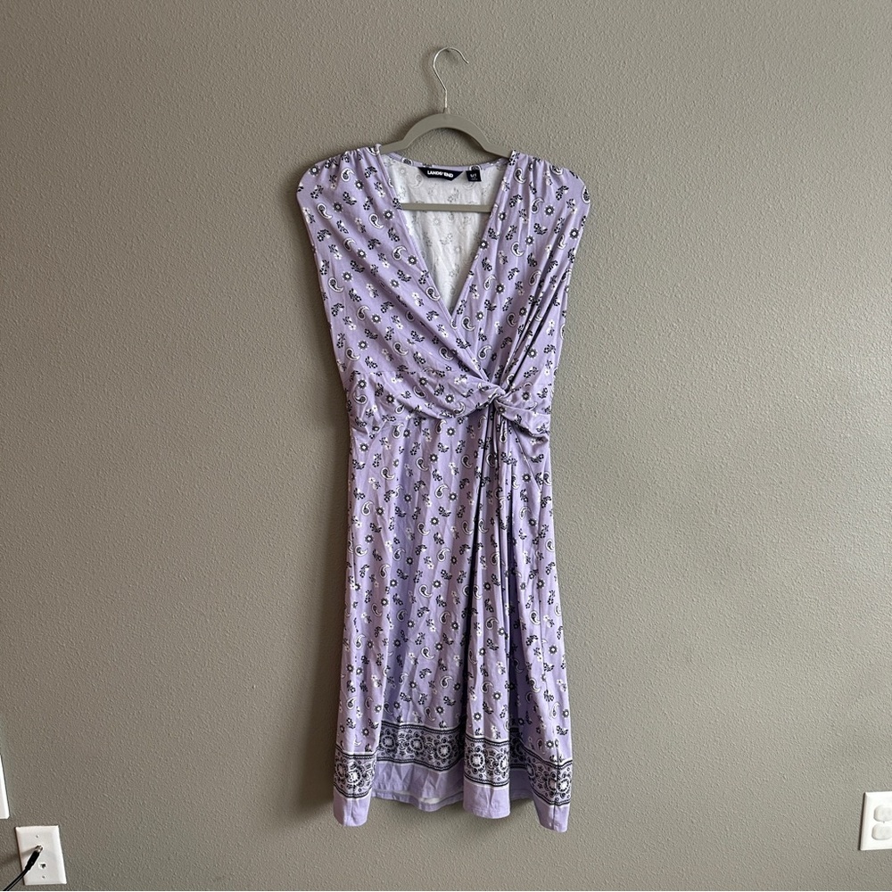 Lands' End Lavender Paisley Print Midi Dress Small Tall